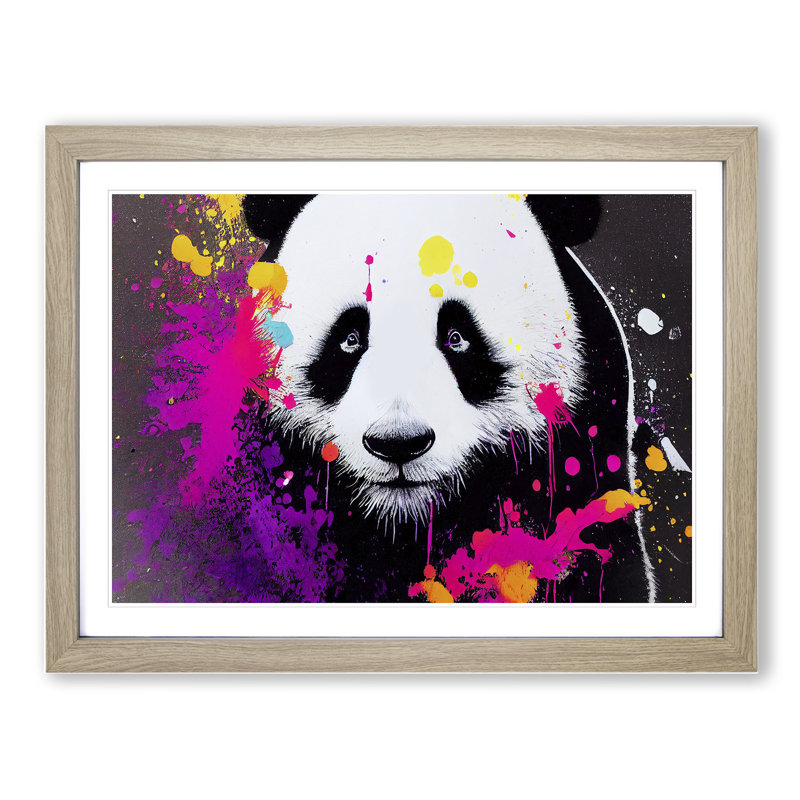 XH1022-6784X Panda Splash Vol.4 Abstract - Single Picture Frame Print, 46cm H x 64cm W x 2cm D, Oak