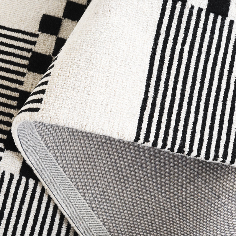 Hertha Wool Checkered Indoor Rug, Rectangle 5' x 8'