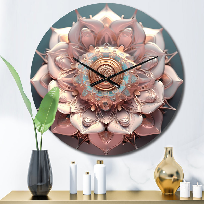 Horloge murale exquise en or rose Lotus Mandala IV, Petit