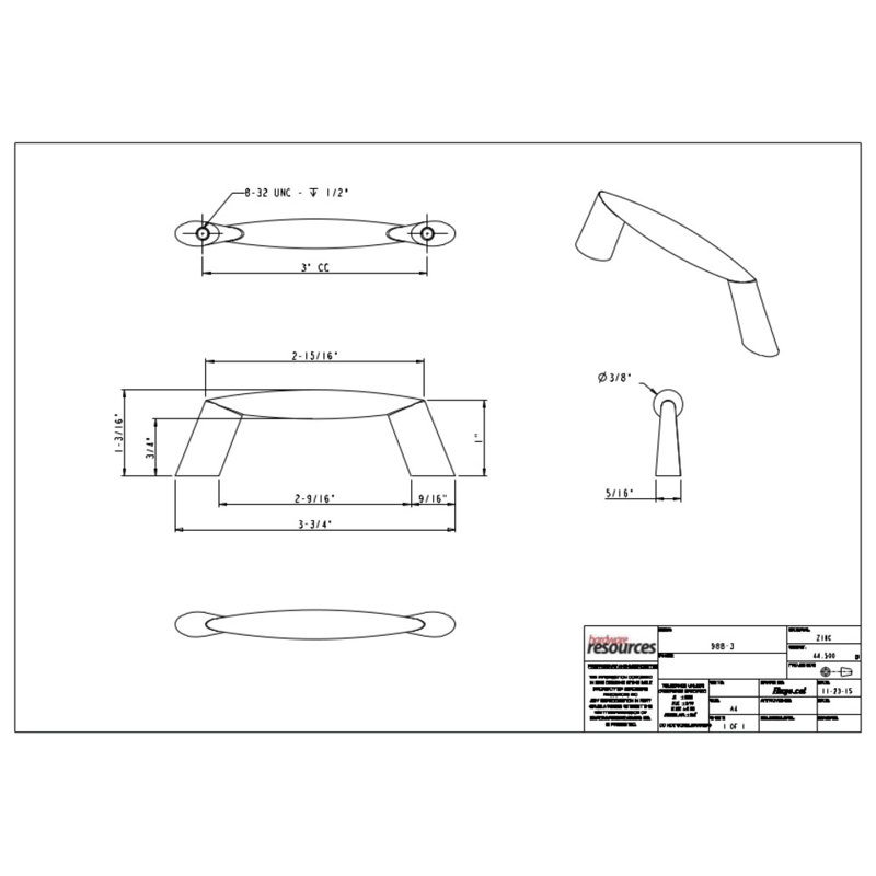 Zachary 3" Center to Center Arch Pull, Satin Nickel