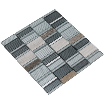 Tallia Random Sized Natural Stone/Metal Glass Random Mosaic Wall & Floor Tile