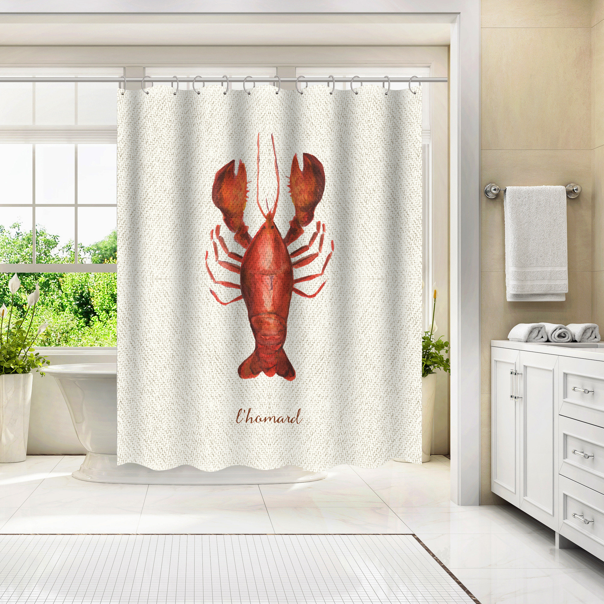 Americanflat 71 x 74 Shower Curtain, French Kitchen Seafood