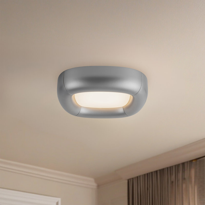 Folio 15-in Black dimmable LED Flush Mount, Silver