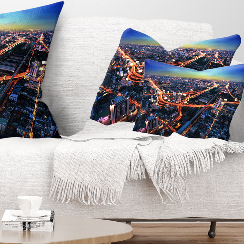 Vue aérienne de la voie express de bangkok - Coussin décoratif imprimé paysage urbain