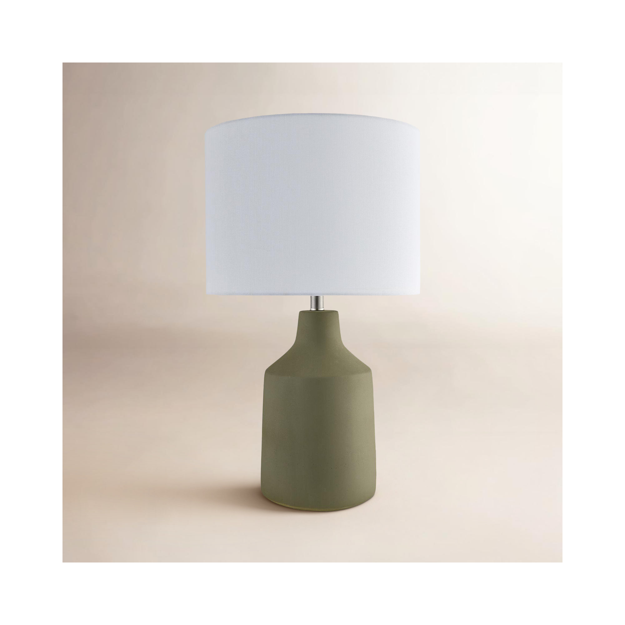 Lockwood Concrete Table Lamp with Linen Shade , Green, White