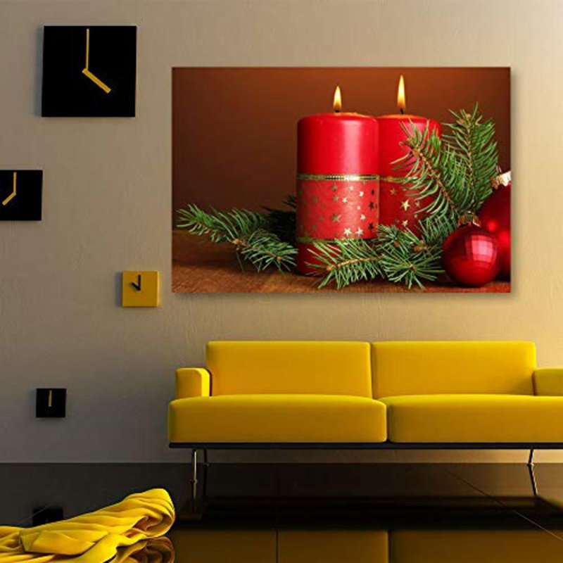 Christmas Holiday Celebration Candles X16 - Photographie sur toile tendue, H 32 po x l 48 po