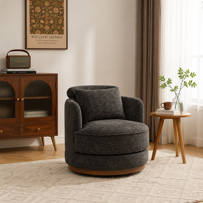 Fauteuil demi-tonneau pivotant avec revêtement 33,8 po, Grey