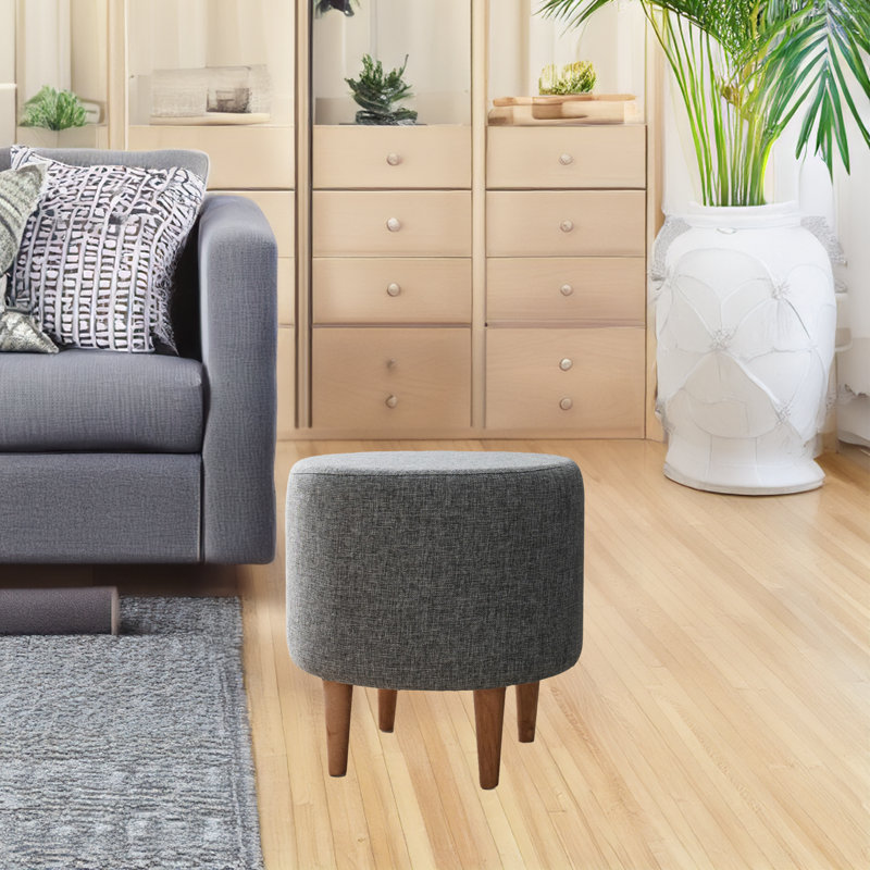 Upholstered Ottoman, Gray Polyester/Cotton