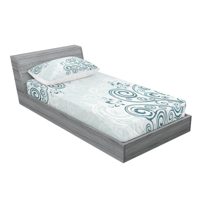 Microfiber Floral Sheet Set, Twin XL Sheet Set with Fitted Sheet, Ivy Leaves Damask