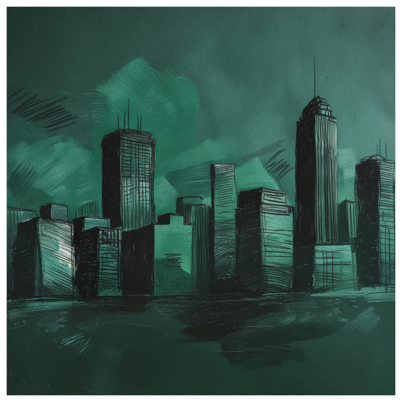 Rideaux de fenêtre Green City Skyline, 50 po x 80 po - 1 panneau, Blockout