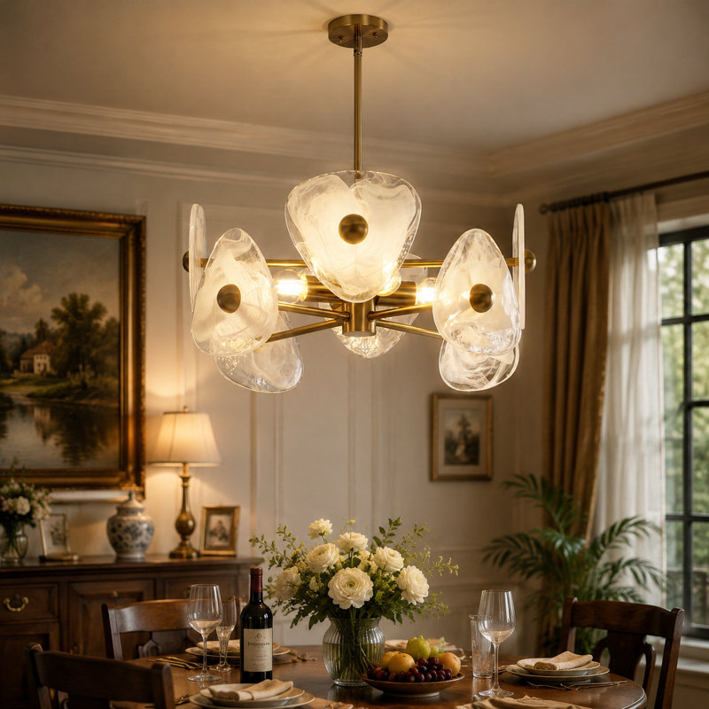 4-Light Cloud Glass Chandelier