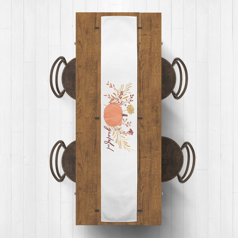 Beth Grateful Harvest Pumpkin Table Runner, 90" L x 16" W