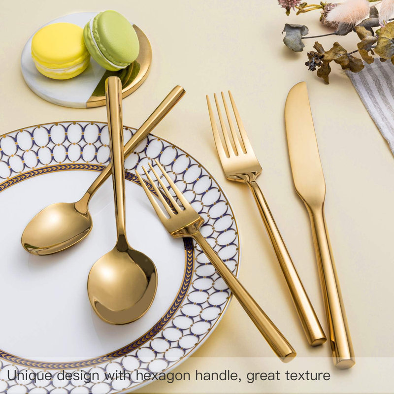 Premium Stainless Steel Flatware Set With Hexagon Handle, 30-Piece Cutlery Set For Home Kitchen, Daily Use, And Formal Occasions