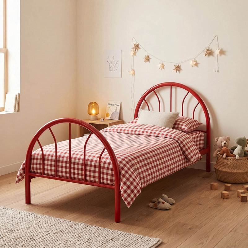 Structure de lit de jour en tissu Bouclé avec tiroir de rangement, Lit simple, Rouge