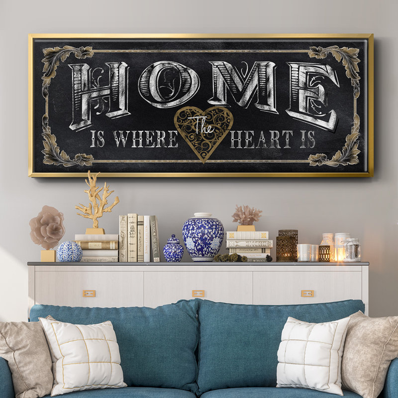 Home- Framed Canvas, 12" H x 30" W