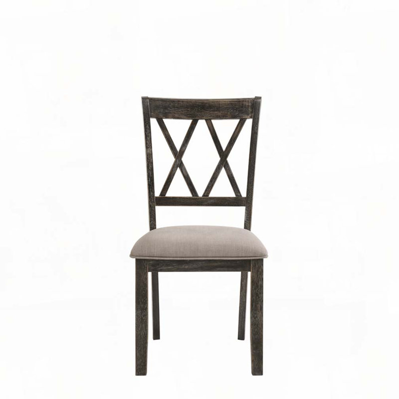 Chaise rembourrée avec pieds en bois, Gris, Espresso