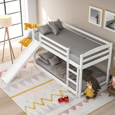 Lit simple superposé au-dessus blanc avec glissade polyvalente et finition lisse pour un look chic et stable, années de construction d'utilisation