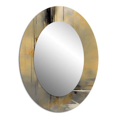 Décoration murale jaune et gris au-delà de la toile IV - miroir ovale jaune