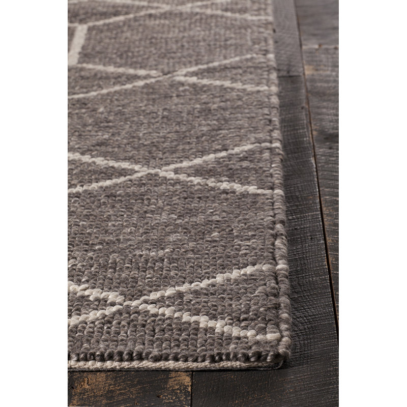 Slone Wool Geometric Area Rug in Gray, Rectangle 9' x 13'