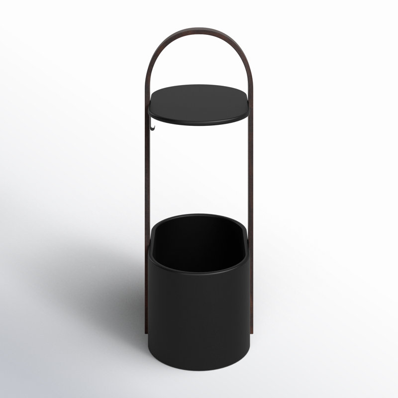 Bellwood Modern Round Wood & Metal Storage Side Table