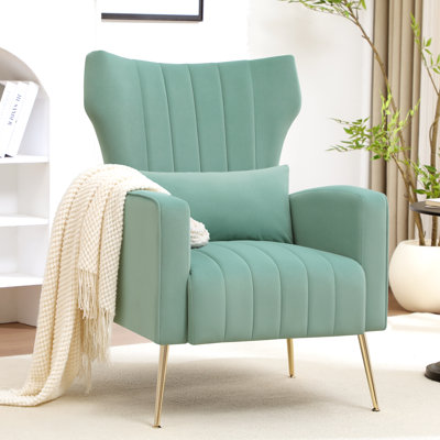 Upholstered Accent Chair With Pillow For Living Room