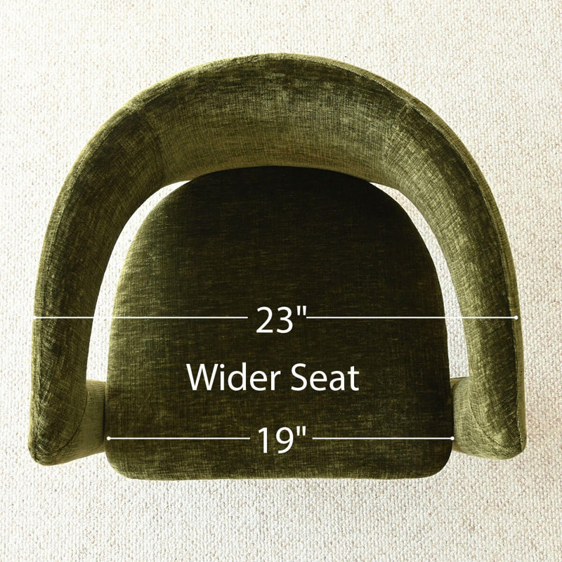 Chaise rembourrée moderne en chenille avec accoudoirs, Vert olive