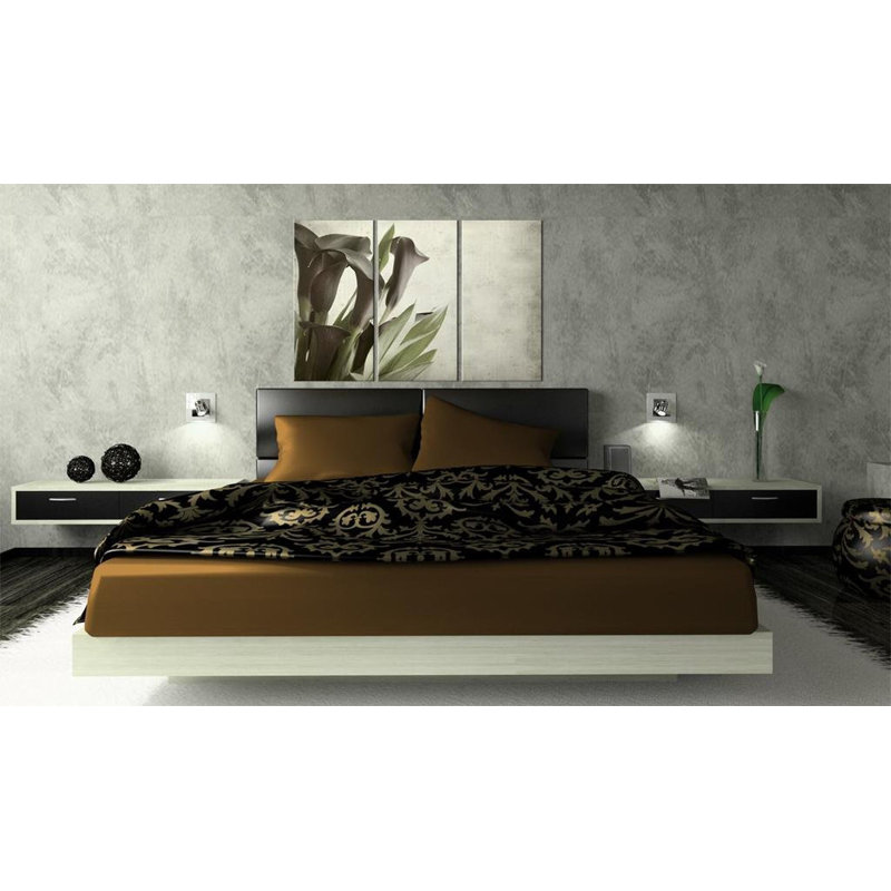 Floral Botanical Style - 3 pièces sur toile tendue, H 16 po x l 24 po x P 0,7 po
