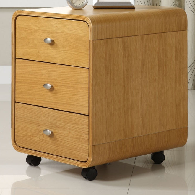 Sunterra 44cm Wide 3 -Drawer Mobile File Cabinet, Oak