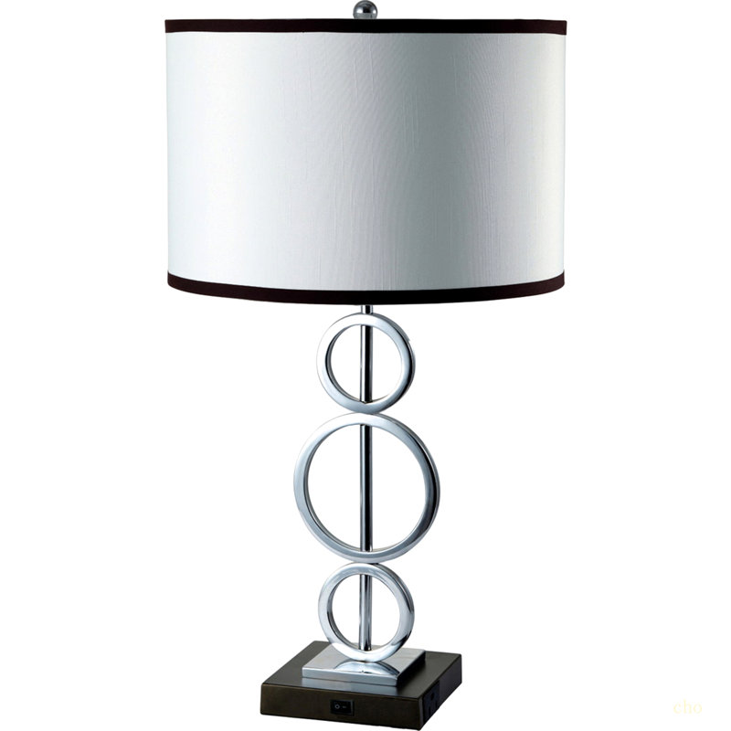 Lampe de table de 29 po de hauteur en métal avec anneau, abat-jour rond