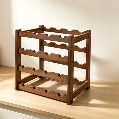 Bamboo Wine Rack, FSC Certified Freestanding Wine Storage Cabinet Shelf with Tiered Design for Countertop Kitchen Pantry Dining Room Bar