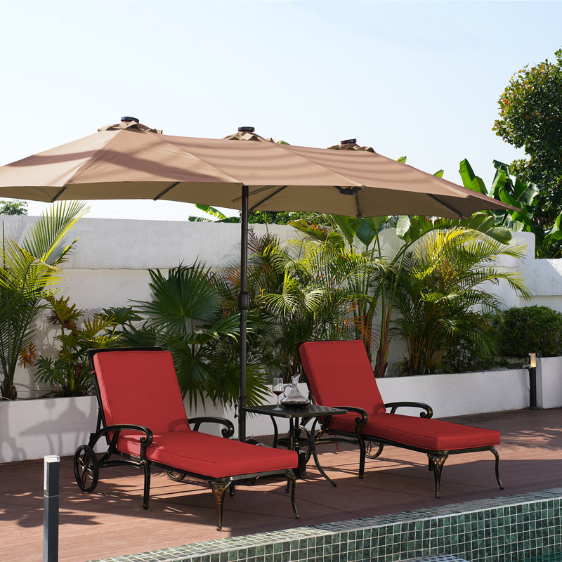 Outdoor Chaise Lounge , Cushion Included, Red