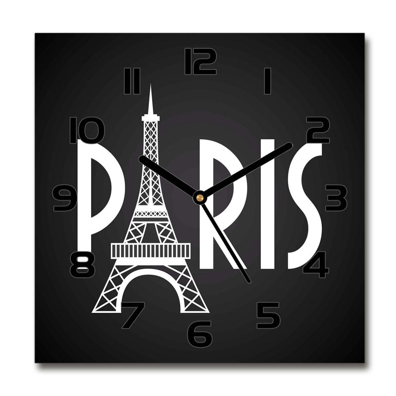 Glass Wall Clock, Black/White