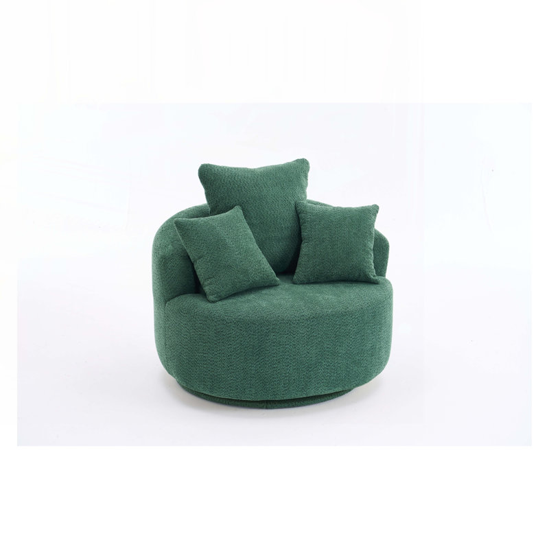 Fauteuil demi-tonneau pivotant, Chenille vert antique