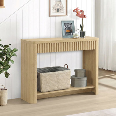 Abdel 39.4" Wide Fluted Console Table with Open Bottom Shelf