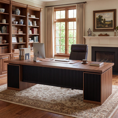 102.3-inch Large Executive Home Office Desk with Cabinet & Drawer Pedestals