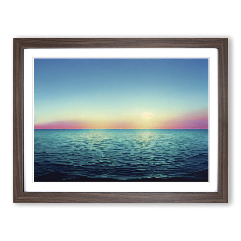 XH1022-7575X Rose Sky Above The Ocean Vol.3 - Single Picture Frame Painting, 46cm H x 64cm W x 2cm D, Walnut 
