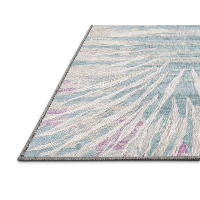 Machine Washable Gray Area Rug, Round 8'