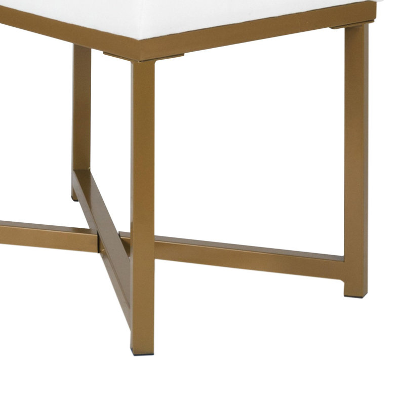 Hoffenden Velvet Upholstered Bench, White