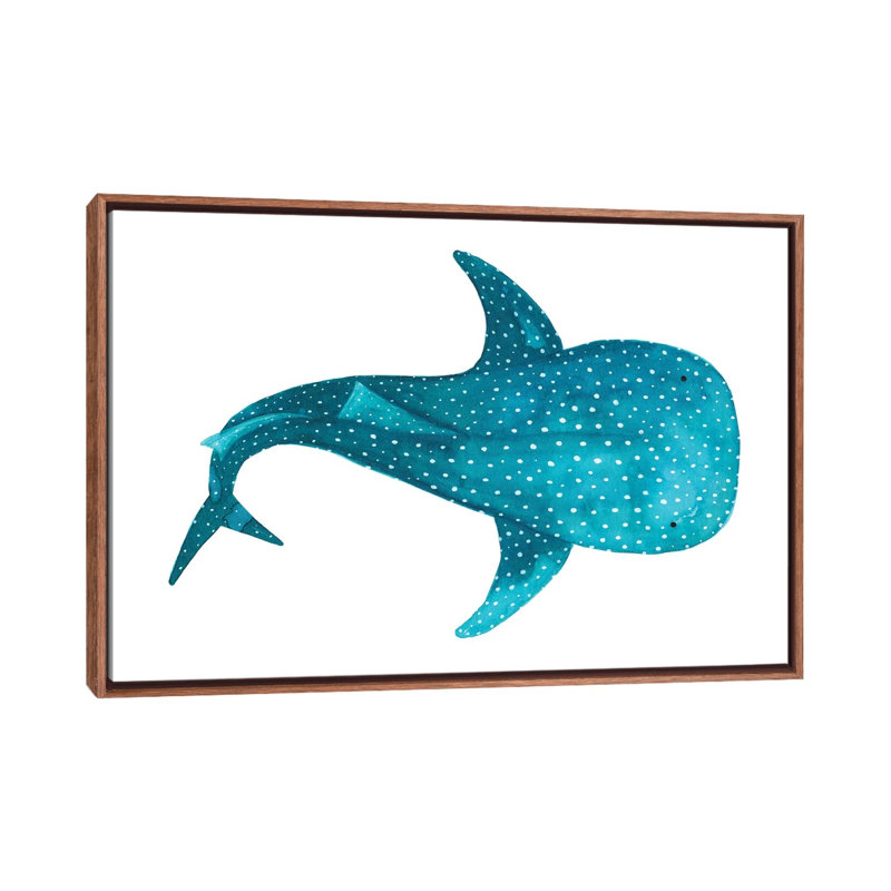 Requin baleine II - impression, Pas de tapis, H 26 po x l 40 po x 1,5 po, Toile avec cadre brun