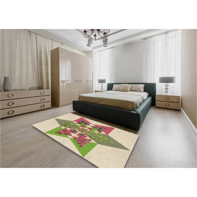 Washable Abstract Indoor Rug, Rectangle 5' x 8'