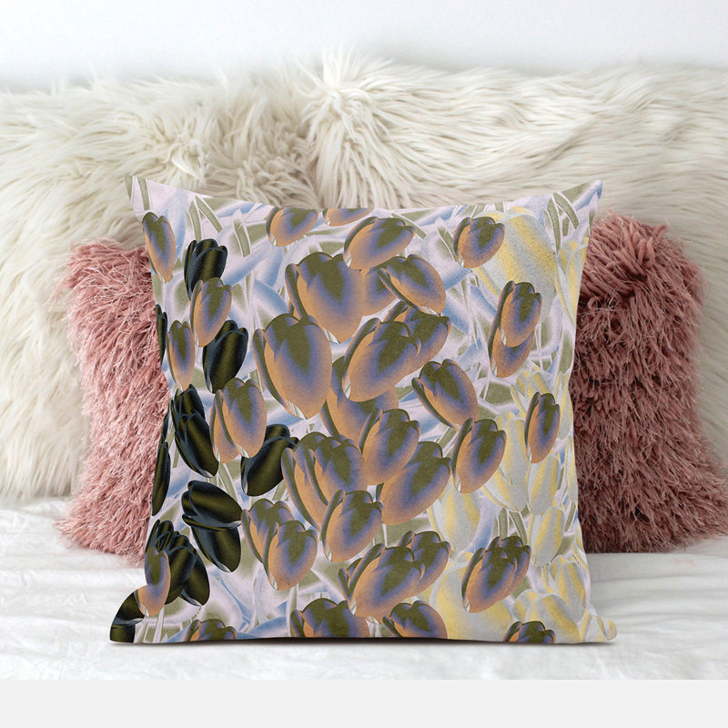 Housse et insert de coussin décoratif en polyester, 16 po x 16 po, Vert/orange