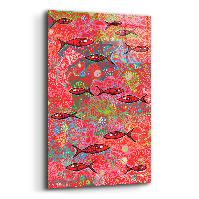 «Epic Art», School of Fish2 par Noemi Ibarz, art mural en verre acrylique, 12 po x 16 po