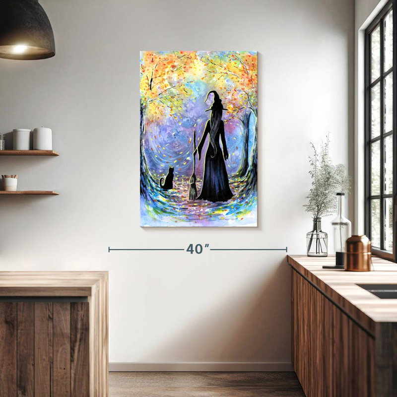Kelan Witch And Black Cat, 39" H x 26" W