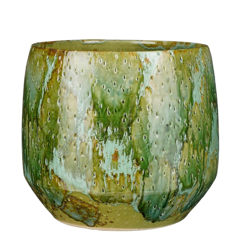 Eawood Ceramic Pot Planter, Green, 29cm H x 32cm W x 32cm D