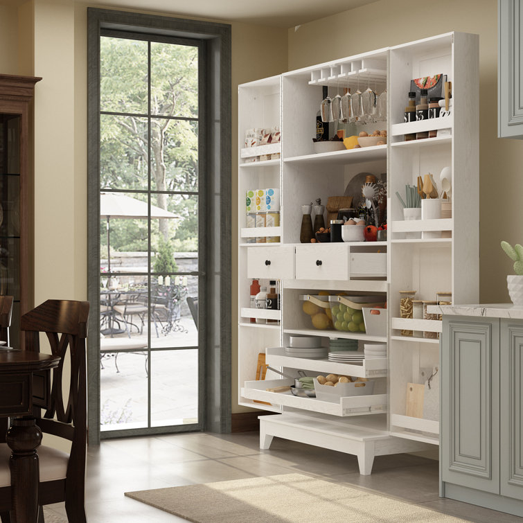 Red Barrel Studio® Tall Kitchen Pantry with 4 Doors and Large