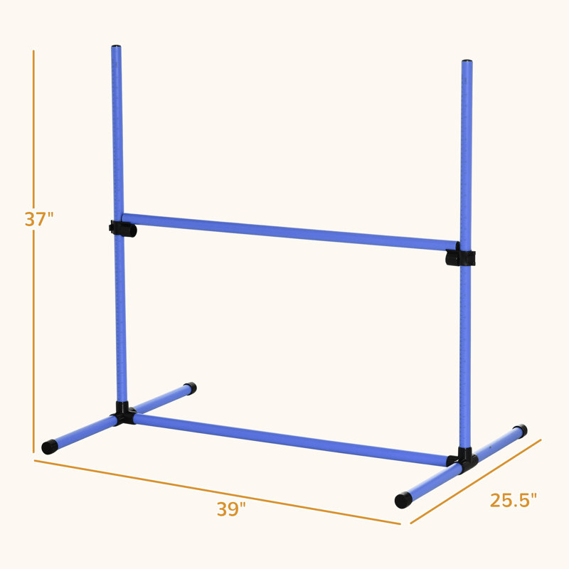 Entraînement d'agilité pour chien avec 6 barres réglables, barres de saut bleues et de haies