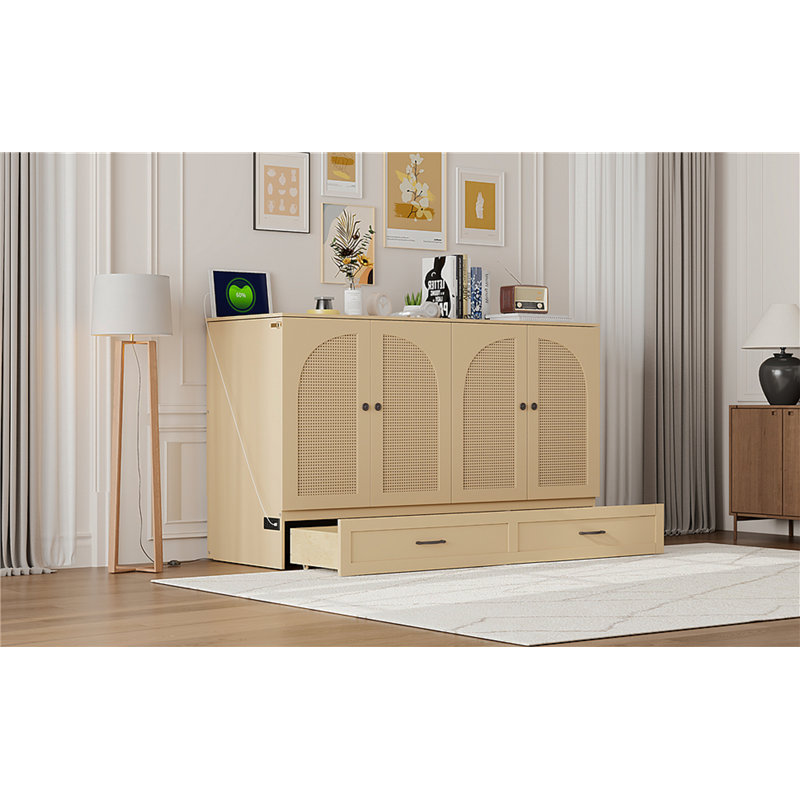 Lit escamotable avec grands tiroirs Maryanna, doré (ANCIEN SKU: N708S00010), Doré