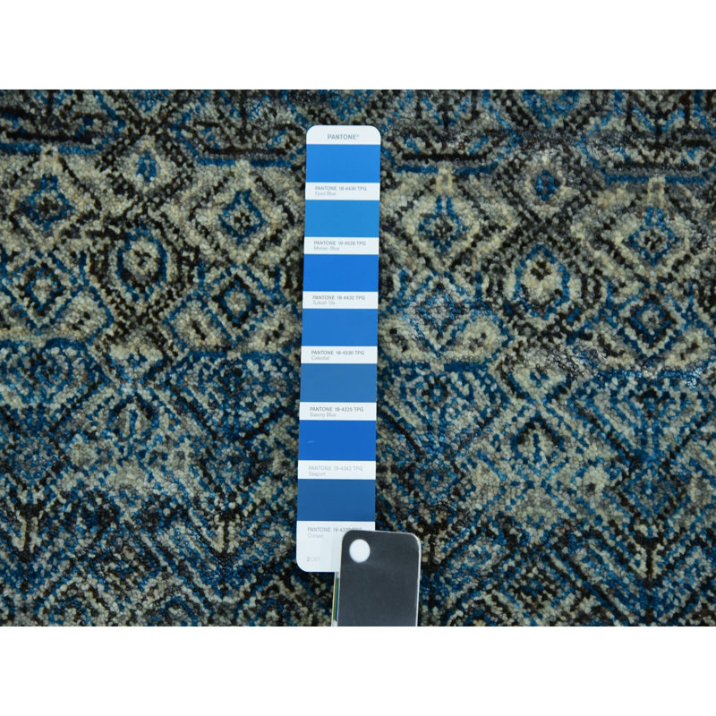 Tapis Kohinoor Herrita rond noué à la main 10 pi x 10 pi bleu 69F1E1109CCB43E1A8ACEAE03E7C65CF