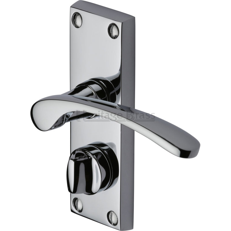 Heritage Brass Heritage Door Handle for Privacy Set Sophia Short Design, Polished Chrome