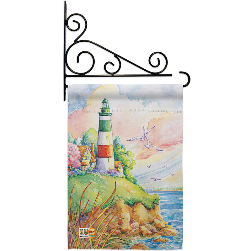 Phare en polyester de 2 côtés 19 x 13 po drapeau de jardin, Blanc